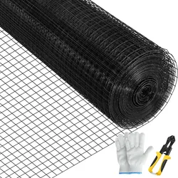VEVOR Maschendraht 61 x 3048 cm verzinkter, mit Vinyl beschichteter 16-Gauge-Maschendrahtzaun aus Stahl mit einer Schneidezange und einem Paar Stoffhandschuhen, für Gartenzäune und Haustiergehege