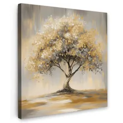 LEINWANDBILD Gemälde - Baum - Abstrakt - Blätter Deko Wohnzimmer 20x20 cm