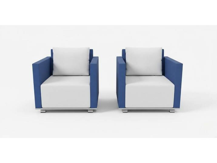 JVmoebel Sessel Luxuriöses Sofa-Set Glatte Ecken Minimalistischer Stil Blaue Farbe (2-St)