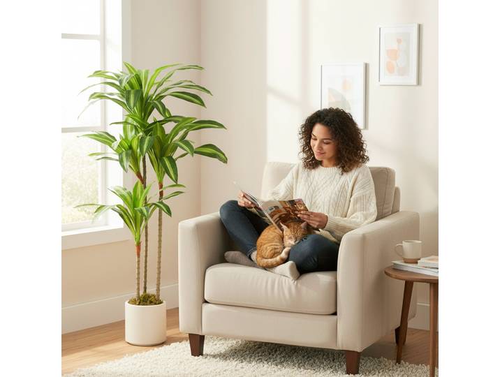 HOMCOM Plante Artificielle Dracaena 120cm avec Pot