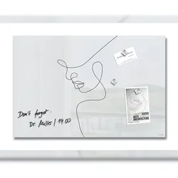 Sigel GL395 Glas-Magnettafel Artverum - Design Line Art - 60 x 40 cm - weiß, schwarz - Sicherheitsglas