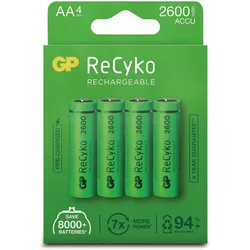 GP Batteries ReCyko+ (4 Stk., AA, 2600 mAh), Batterien + Akkus