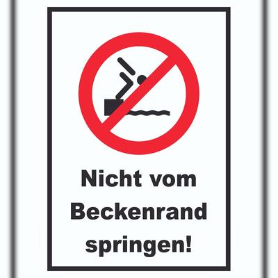 HB-Druck Nicht vom Beckenrand springen Schild A2 Rückseite selbstklebend
