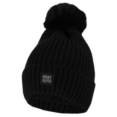Bommelmütze HEATKEEPER, Damen, schwarz, Obermaterial: 100% Polyester, Mützen, für Herbst- und Wintermode, für Outdoor-Aktivitäten