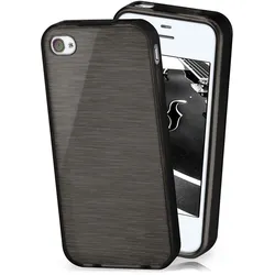 moex Brushed Case für iPhone 4S – Silikon Handyhülle, Backcover in Aluminium Optik
