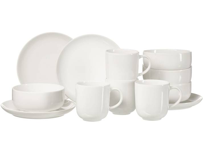 Frühstücks-Geschirrset RITZENHOFF & BREKER Volos , weiß, 12 Stk., Steinzeug, Geschirr-Sets, Frühstücks-Geschirrset, aus Steinzeug für 4 Personen