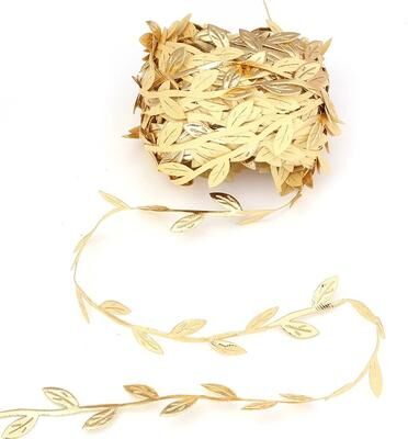Uplift Essentials Silk Leaf Vine Garland Artificial Green Leaves For Wedding Decor DIY Wreaths And Scrapbooking 5 To 20 Meter gold 20m