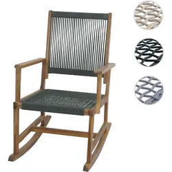 Schaukelstuhl HWC-P73, Garten Outdoor Wippstuhl Relaxstuhl Schaukelliege, Akazie Holz Rope Seilgeflecht ~ olivgrün