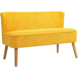 2-SITZER-SOFA Polstersofa Doppelsofa Zweisitzer Sofa Cordartiges Polyester Gelb