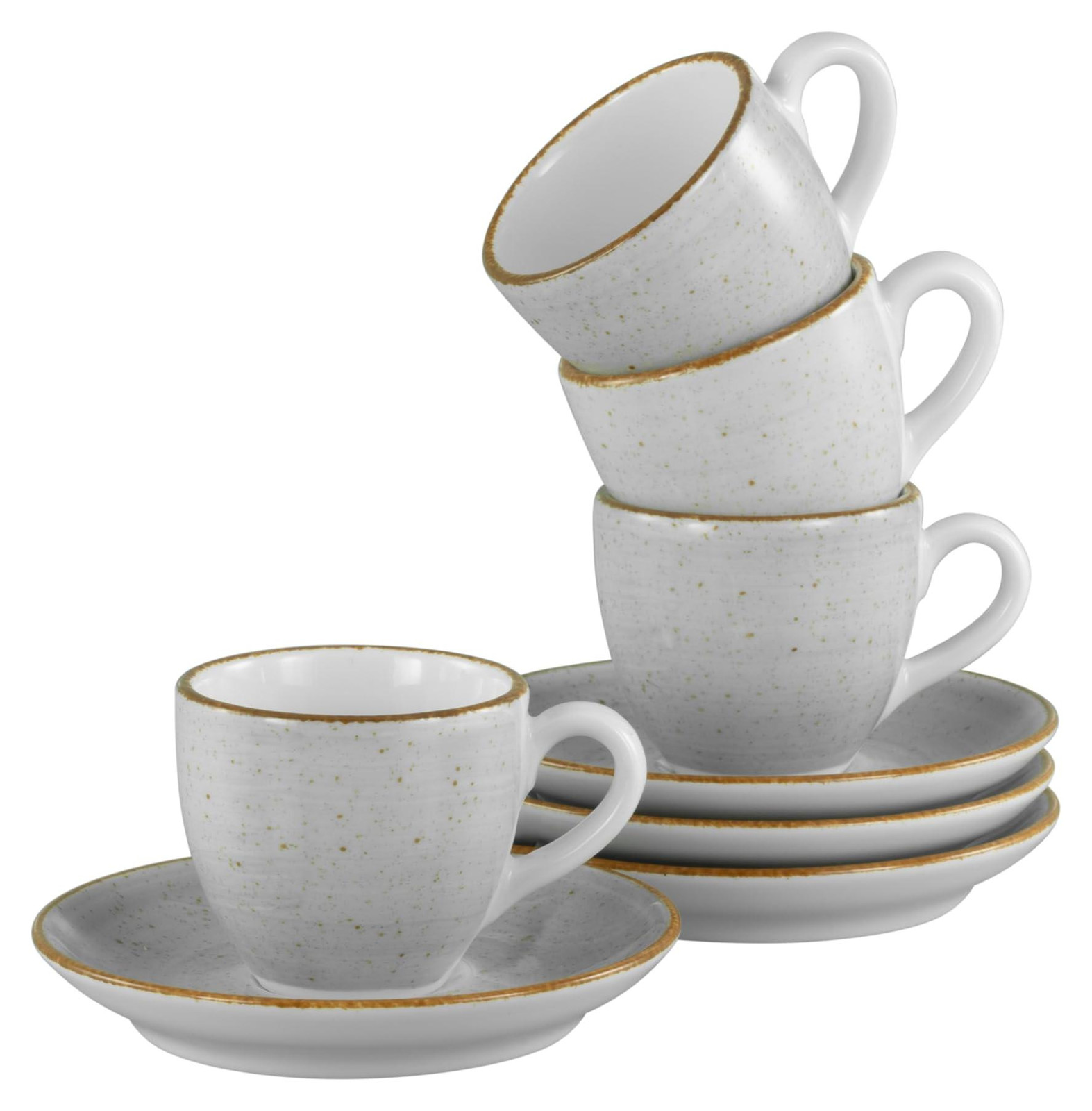 Dripio Espressoset, 8-delig, porselein, steengrijs, vaatwasmachinebestendig