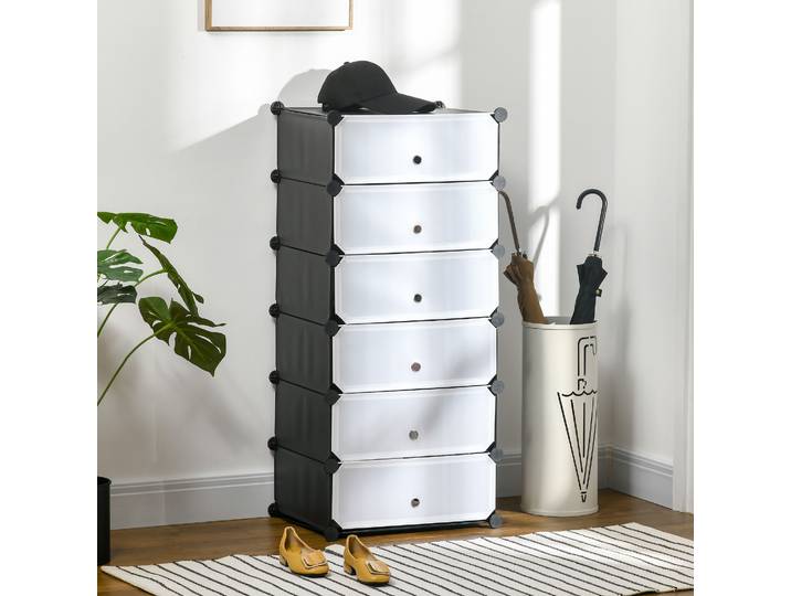 HOMCOM Rangement Chaussures 6 Cubes Noir/Blanc