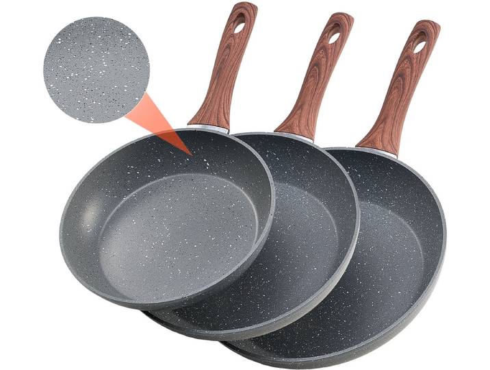 VEVOR 3-delige Koekenpannenset 25/28/32\,5cm Kookpan Antiaanbaklaag\, Grijs