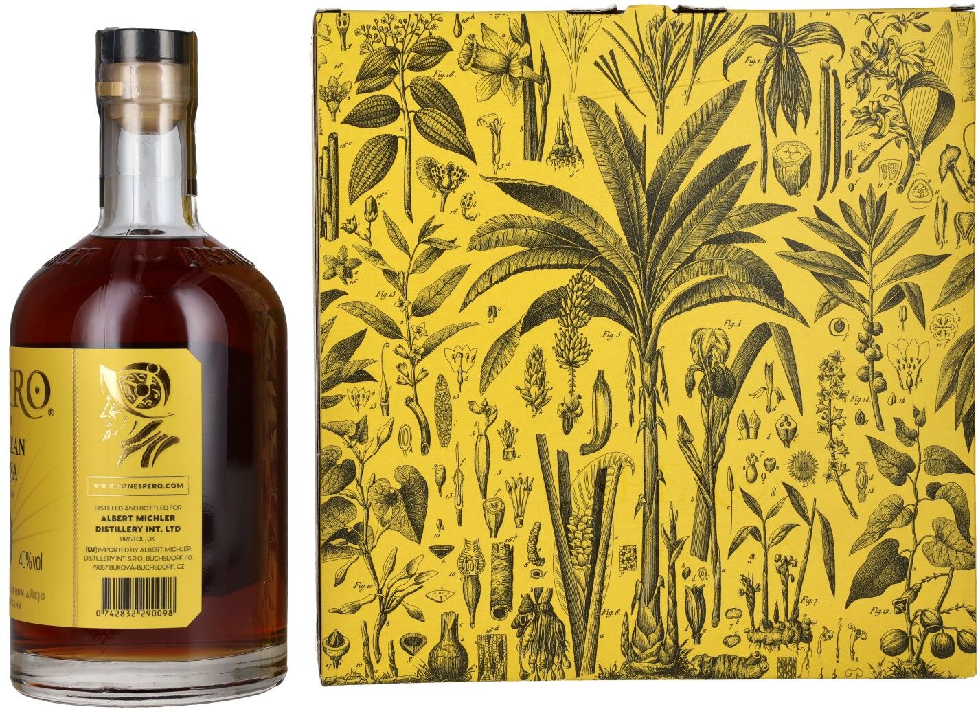 Ron Espero Caribbean Banana & Rum Liqueur 40% Vol. 0,7l in Geschenkbox mit 2 Gläser