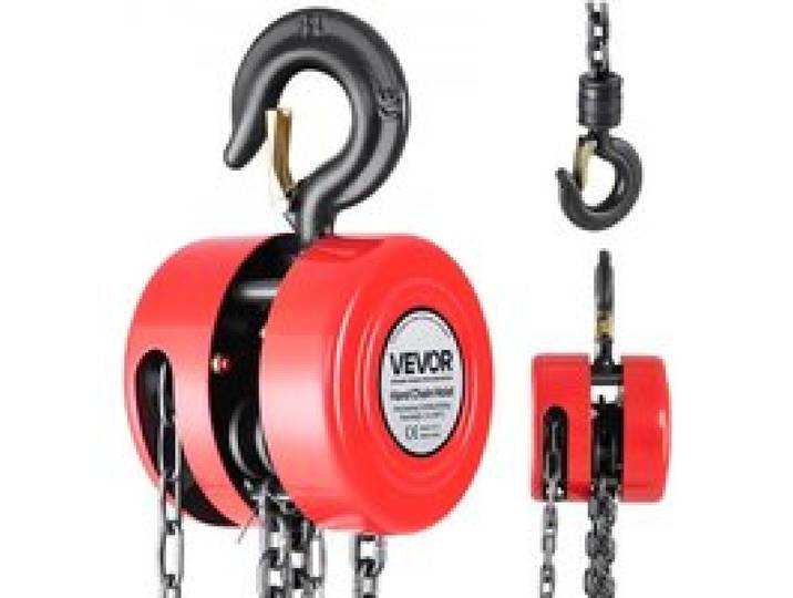 VEVOR Palan Manuel à Chaîne, Capacité Charge 1 T, Hauteur de Levage 3 m, avec Crochet Robuste, Chaîne G70, Frein de Sécurité Mécanique, Levage de Marchandise pour Garages, Chantiers, Entrepôts, Rouge