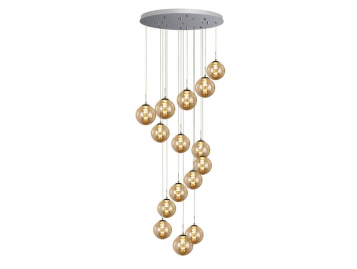 Nettlife Pendelleuchte Energie 15-flammig 41/41/320 cm, Bernsteinfarben, Glas, G9, 41x320x41 cm, Lampen & Leuchten, Innenbeleuchtung, Hängeleuchten, Pendelleuchten