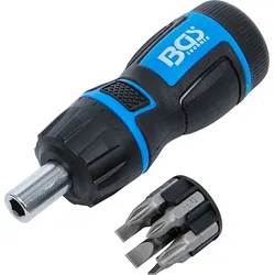 BGS 7898 Satz Mini Schraubendreher Bits mit Ratschen Drehgriff umschaltbar 7 teilig