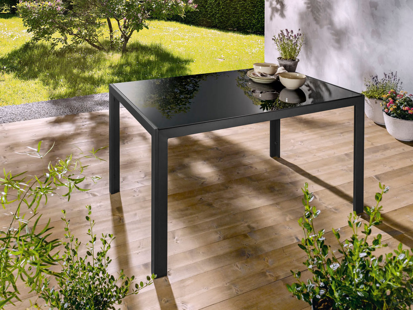 LIVARNO HOME Alu-Gartentisch »Houston«, mit Wendetischplatte, schwarz
