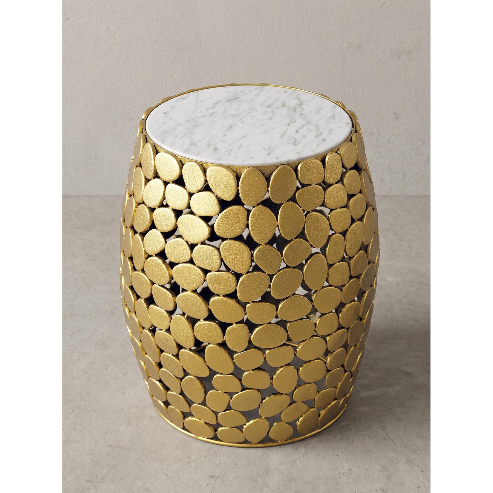 Beistelltisch Marmor Gold-Weiß Ø 40x46 cm - DIEMEL Kadima Design