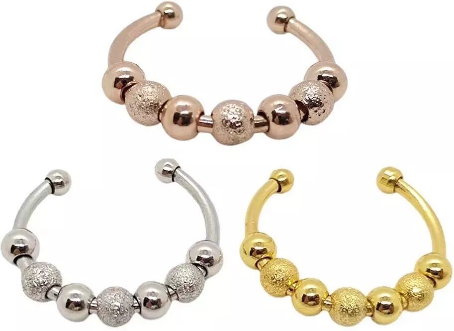 INF Verstellbare Anti-Stress-Ringe mit drehbaren Perlen im 3er-Pack