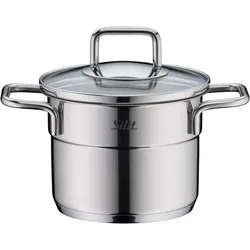 Silit Extra Cook Mini-Kochtopf 12 cm mit Glasdeckel, Pfanne + Kochtopf, Silber