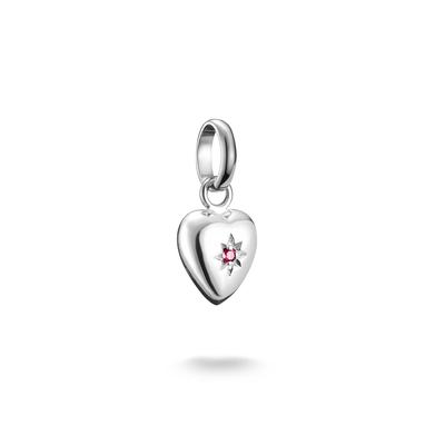 Charm Herz THOMAS SABO "Charm Herz mit Stern - Connect", bunt (silberfarben, rot, rot), Charms, Damen, Silber 925 (recycelt), mit Rubin (synth.), Zirkonia (synth.)