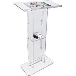 VEVOR Acryl-Podium, 1193,8 mm hoch, klarer Acryl-Podiumsständer mit breiter Lesefläche und Ablagefach, bodenstehende, klare Kanzeln aus Acryl für Kirche, Büro, Schule