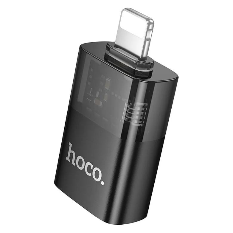 Hoco Cable adapter OTG Lightning (male) to USB A (female) UA36 black transparent (USB-A, Lightning) (6942007647151)