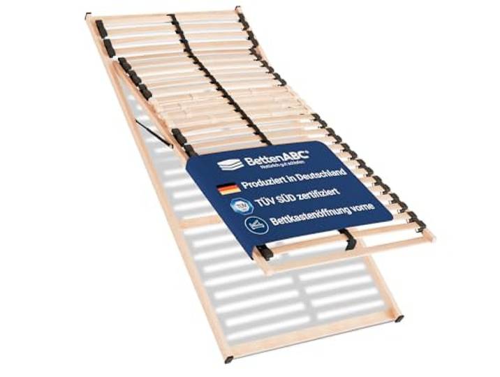 BettenABC - 7-Zonen-Lattenrost Madera mit Bettkastenfunktion - 100x200cm - Lieferung per Spedition - Öffnung nach Vorne - Schulter- und Beckenkomfortzone - hergestellt aus Schicht- & Buchenholz