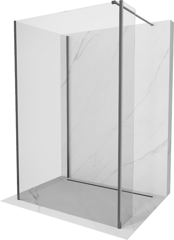 Mexen Kioto Duschwand 140x85x30cm, Transparent, Grau Gebürstet