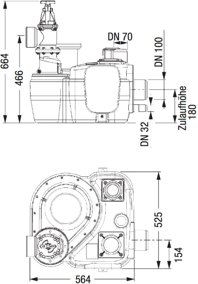 Kessel Aqualift F Hebeanlage mit Comfort-Schaltgerät und senkrechtem Druckabgang