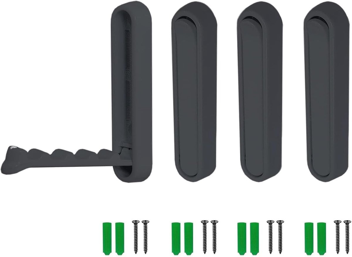 4x Opvouwbare Magnetische Kapstokhaken - Zwart