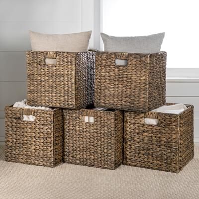 happimess Collapsible Storage Cube Basket with Handles (Set of 5)