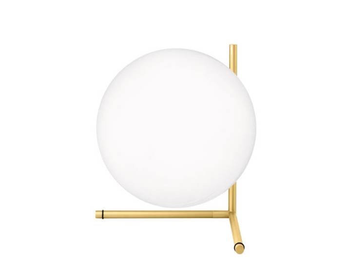 FLOS lampe de table IC T2 (Laiton brossé - Verre soufflé et métal)