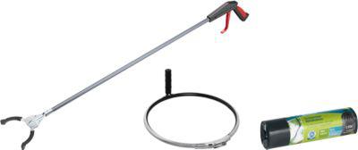 Sparset Greifzange Greifboy 50 + Beutelboy & Secolan® Schwerlast-Abfallsäcke COEX, 120 l, grau, 10 Stück