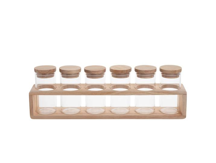 Gewürzregal mit 6 Glasbehältern
