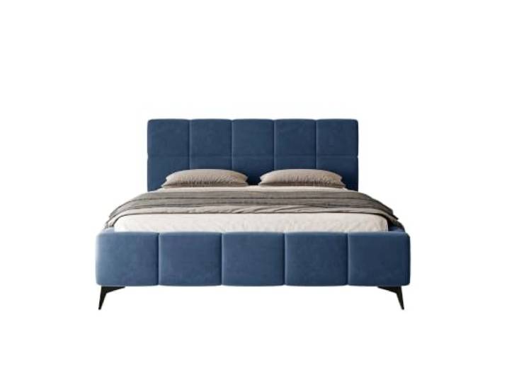 Chilly. Möbel Design Bett Miria - Polsterbett mit stabilem Metallrahmen, Bettkasten und Stauraum - 160x200 cm - Samt Dunkelblau