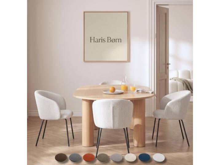 Haris Børn® NØR Esszimmerstühle (4er Set) Hellgrau - Bequeme Polster Esszimmerstühle mit Armlehne - Premium Esstisch Stühle & Wohnzimmer Stühle - Moderne Esszimmerstühle 30 Tage testen