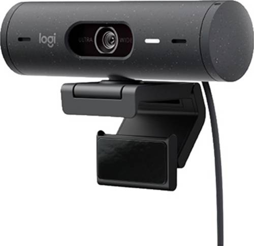 Logitech Brio 500 Full HD-Webcam Klemm-Halterung, Stereo-Mikrofon, Integrierte Abdeckblende