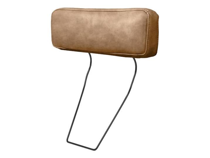 P & B Kopfstütze Spring, Hellbraun, Schwarzchrom, Echtleder, Rindleder, 52x17x14 cm, Wohnzimmer, Sofas & Couches
