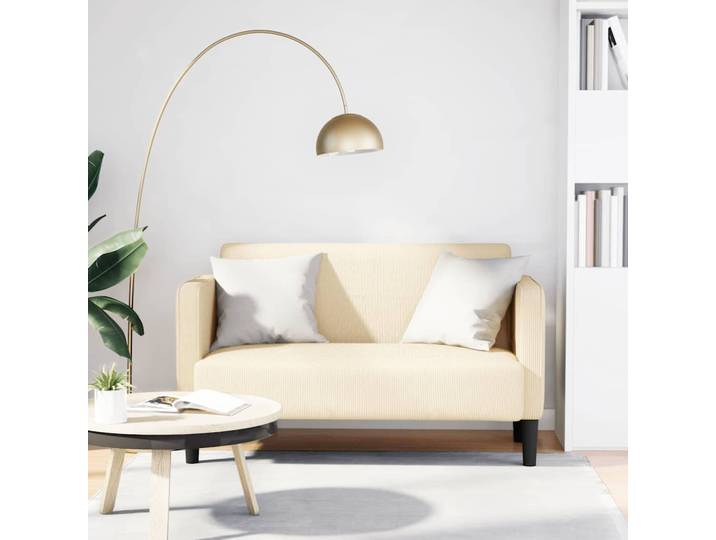 vidaXL Zweisitzer-Sofa Creme 109 cm Cordstoff