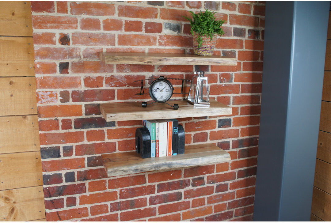 Union Rustic Harpor 3 Piece Floating Shelf Brown Wood 4cm H X 71cm W X 23cm D