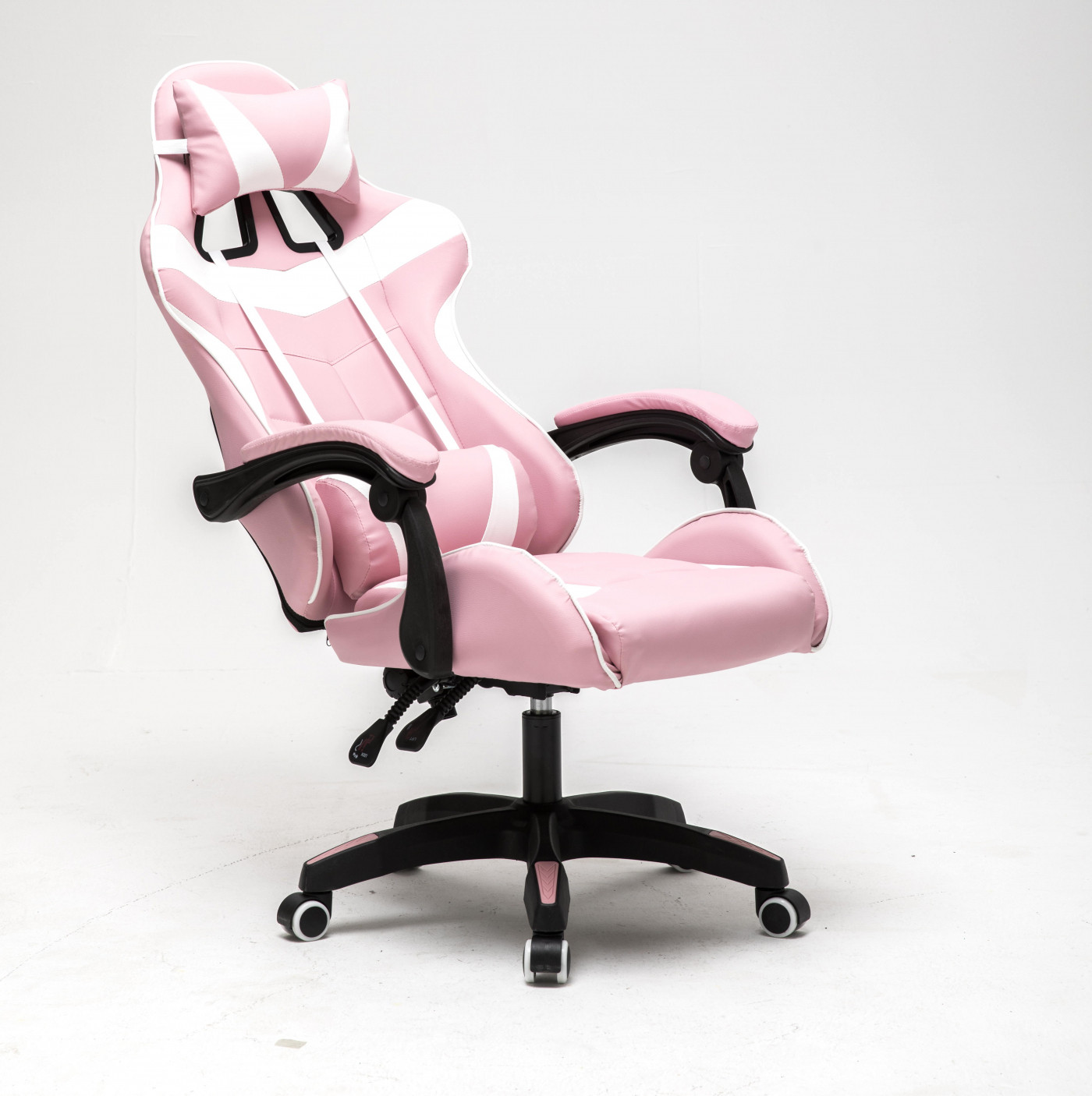 VDD Cyclone Gaming Stoel - Race Gaming Stoel en Kantoorkruk - Roze Wit