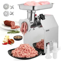 VEVOR elektrischer Fleischwolf mit 3,2 kg/min Kapazität, industrieller 850 W Tisch-Fleischwolf mit Klinge & Mahlplatte, Wurstmaschine, kommerzieller Fleischwolf aus Edelstahl für Küche Restaurant