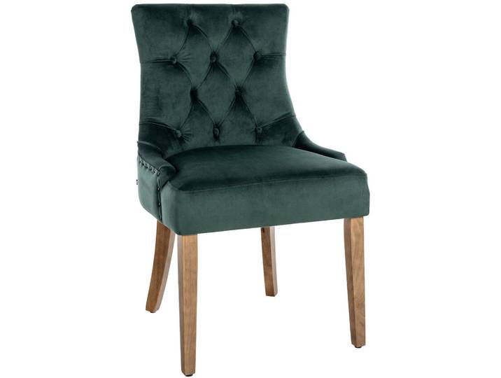 CLP Stuhl Samt dunkelgrün, Dunkelgrün, Holz, 55x92x58 cm, Esszimmer, Stühle