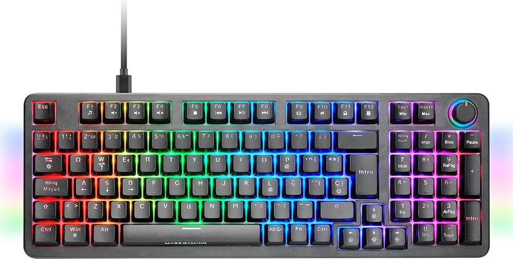 Mars Gaming MKPROBES Mechanisch Gaming Toetsenbord met RGB LED-verlichting, USB, QWERTY, Zwart