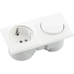 Berker, Steckdose, Integro Flow Schalter polarweiss glänzend + Steckdose polarweiss