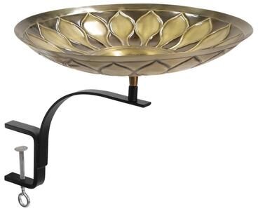 Achla Designs African Daisy Birdbath w/Rail Mount Bracket, 16 Inch Wide, Antique and Patina Finish
