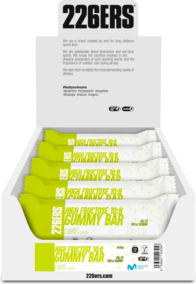 226ers caja high fructose gummy bar 60g lime barritas energéticas  (UNICA)