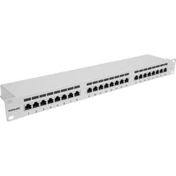 Intellinet 24-Port Cat6a Patchpanel geschirmt 1HE Kabeleinführung 90° abgewinkelt grau 24 Port Patch-Panel 483 mm (19) CAT 6a 1 HE Grau (RAL 7035) Bestückt 720854