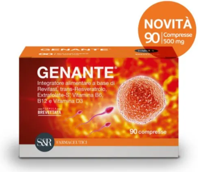 S&R FARMACEUTICI SpA Genante Integratore Alimentare Fertilità Coppia, 90 Compresse 500 mg, Vitamine B6, B12, D3, Trans-Resveratrolo